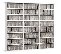 HOMCOM Rangements pour CD et DVD 145x24x126,3cm Blanc | Meuble de Rangement Multimédia, Capacité Max. 1032 CDs/594 DVDs et Blu-ray, 24 Compartiments et 18 Étagères Réglables