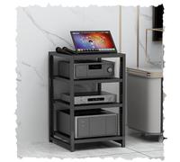 Meuble de rangement multimédia réglable à 4/5/6 niveaux, support AV en bois avec étagères pour composants audio/vidéo, rack stéréo moderne pour centre multimédia d'angle à domicile, noir, 60 cm