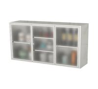 Meuble de rangement mural de cuisine - Étagère à double porte en acier inoxydable avec étagères amovibles pour salle de bain, restaurant, balcon et maison