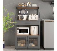 Meuble de rangement noir pour cuisine et camping avec bar à café à 4 niveaux pour cuisine, salle à manger et utilisation en extérieur - Solution de rangement polyvalente