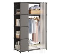 Meuble de Rangement Organisateur De Placard Autoportant, Armoire en Métal, Étagères De Placard, Vêtements for Chambre À Coucher Moderne(Black,88.5x40.5x162.5cm)