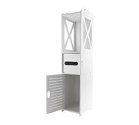 Meuble de rangement polyvalent pour salle de bain avec 3 + 1 étagères en PVC durable, idéal pour la salle de bain, la cuisine, les toilettes et les comptoirs, blanc (18 x 20 x 80 cm)