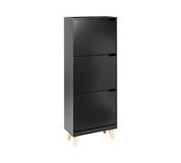 Meuble de Rangement pour Chaussures avec 3 Compartiments MDF Noir Neika