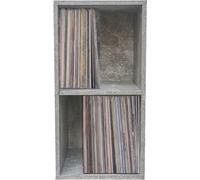 Meuble de rangement pour disques vinyle LP - 2 compartiments - béton gris