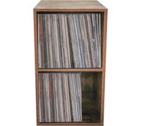 Meuble de rangement pour disques vinyle LP - bibliothèque - 2 compartiments - noyer