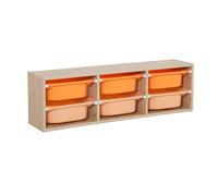 Meuble de rangement pour enfant, 6 bacs en plastique colorés - sora orange TU