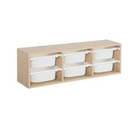 Meuble de rangement pour enfant, 6 bacs en plastique naturel TU