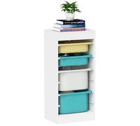 AIYAPLAY Meuble de Rangement pour Enfant, Rangement Jouets Enfant, pour Livres et Objets créatifs, avec 4 boîte de Rangement, pour Salon, Chambre d'enfant, 40,8L x 30l x 90,3H cm, Blanc