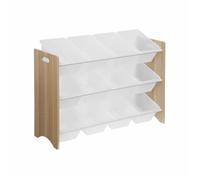 Alice's Home - Meuble de Rangement pour Enfant avec 12 casiers - Tobias - MDF décor Bois Naturel. L 84 x P 29.5 x H 60cm