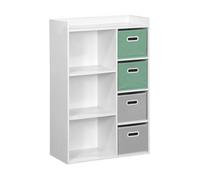Alice's Garden sweeek - Meuble de Rangement pour Enfant avec 7 Compartiments. 2 paniers Verts et 2 paniers Gris en Velours
