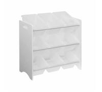 Alice's Home - Meuble de Rangement pour Enfant avec 9 casiers. Blanc - Tobias - MDF décor Bois Naturel. 64x29.5x60cm