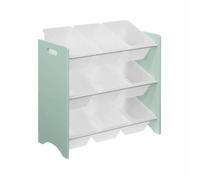 Alice's Home - Meuble de Rangement pour Enfant avec 9 casiers. Vert céladon - Tobias - MDF décor Bois Naturel. 64x29.5x60cm