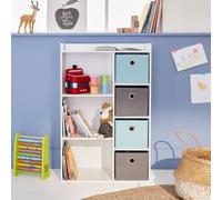 Meuble De Rangement Pour Enfant, Blanc - Camille - Avec 7 Compartiments Et 4 Paniers Bleu TU