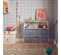 Meuble de rangement pour enfant camille avec 7 compartiments et 6 paniers en velours bleu TU