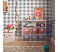 Meuble de rangement pour enfant camille avec 7 compartiments et 6 paniers en velours rose TU