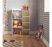 Meuble De Rangement Pour Enfant Pratique Avec 7 Compartiments Et 4 Paniers En Fibre Végétale Naturel TU