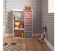 Meuble de rangement pour enfant pratique avec 7 compartiments et 4 paniers en velours rose TU