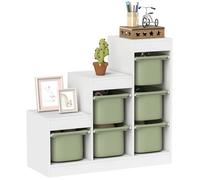 Meuble de rangement pour jouets des enfants - AIYAPLAY - avec 6 bacs amovibles - 3 niveaux de rangement - 96 x 38,5 x 90 - vert