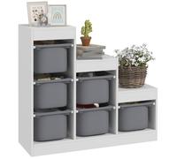 Meuble de rangement pour jouets des enfants - AIYAPLAY - avec 6 bacs amovibles - 3 niveaux de rangement - 96 x 38,5 x 90 - gris