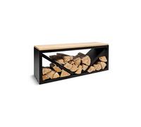 blumfeldt - Rangement pour Bois de Chauffage, Banc, pour l'intérieur et l'extérieur, Planche de Bambou, Rectangle - Noir