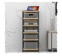 Meuble de rangement pour médias, support AV réglable avec étagères en bois, support stéréo pour composants audio et vidéo, centre de divertissement d'angle à domicile