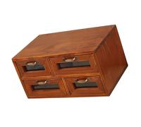 Meuble de rangement rétro en bois massif avec façade en verre et 4 tiroirs pour un accès facile - Design vintage pour la maison et le bureau