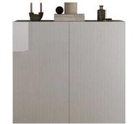 Meuble de rangement - RICCIONE - Blanc laqué brillant - 2 portes - 121 x 42 x 111 cm