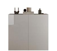 Meuble de rangement - RICCIONE - Blanc laqué brillant - 2 portes - 121 x 42 x 111 cm