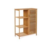 IDMarket Meuble de rangement salle de bain Bambou BEA – 3 étagères avec placard