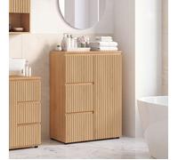 Meuble de rangement salle de bain VICTOR 3 tiroirs avec placard effet lattes