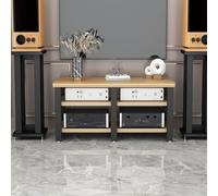 Meuble de Rangement Salon Multicouche Ouvert Range Vinyle,Lecteur CD Support de Jeux Vidéo, Support de Composants de Divertissement(117 * 50 * 65cm)
