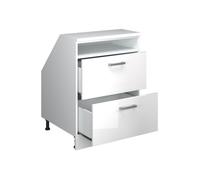 Vicco Meuble de Rangement sous Pente Rion, Blanc Haute Brillance/Blanc | Façade robuste · Profondeur 60 cm · Pieds réglables en hauteur · 2 Tiroirs · ✓ Pour différentes inclinaisons de toit