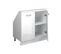 Meuble de rangement sous pente Rion, avec 2 portes, Blanc Haute brillance, Vicco 56180