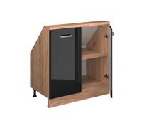 Meuble de rangement sous pente Rion avec 2 portes Noir Haute brillance Vicco 56165