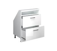 Meuble de rangement sous pente Rion, avec 2 tiroirs, Blanc Haute brillance, Vicco 56102