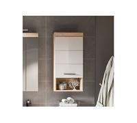 Meuble de rangement suspendu 1 porte chêne clair et blanc - LAMBY