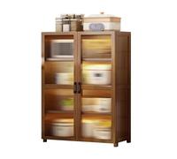 Meuble de rangement vintage en bambou avec portes et étagères pour cuisine, salle à manger, salon, 60 x 31 x 100/130/160 cm