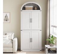 Meuble de rangement voûté - LUNSY - 182x76x40 cm - 5 étagères - Blanc - Système anti-basculement - Hydrofuge