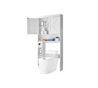 Meuble de Rangement WC Capacité 30kg Hauteur 171,3cm Design Simple et Elégant Blanc