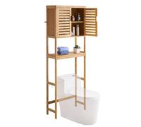 Meuble de Rangement WC-VEVOR-Hauteur 175 cm-Rangement au Dessus des Toilettes ou Machine à Laver-avec Double Porte et Étagère
