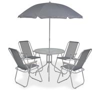 Meuble de Salle à Manger d'Extérieur 6 pcs Textilène Gris Salon Jardin vidaXL