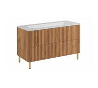 Meuble de salle de bain 100, Chêne craft, avec vasque, pieds dorés, 100,7 x 44,4 x 64,9 cm