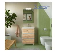 Meuble de salle de bain 3 tiroirs métalliques SPIRIT 600 CHÊNE AFRICAIN - SALGAR 102756