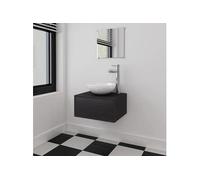 VidaXL Meuble de salle de bain 4 pcs avec lavabo et robinet Noir