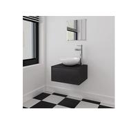 vidaXL Meuble de salle de bain 4 pièces avec lavabo et robinet Noir