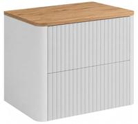 Meuble de salle de bain 60, Blanc, plan chêne craft, 60,8 x 44,2 x 50 cm