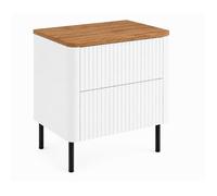 Meuble de salle de bain 60, Blanc, plan chêne craft, pieds noirs, 60,8 x 44,2 x 65 cm