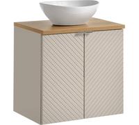 Meuble de salle de bain 60 cm cachemire avec évier sur le dessus et plan de travail en chêne
