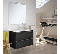 Meuble de salle de bain 70 cm simple vasque 2 tiroirs BALEA ebony (bois noir) COSYNEO INGBALEA70EBO