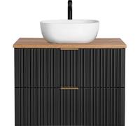 Meuble de salle de bain 80 cm noir mat avec vasque sur le plan de travail